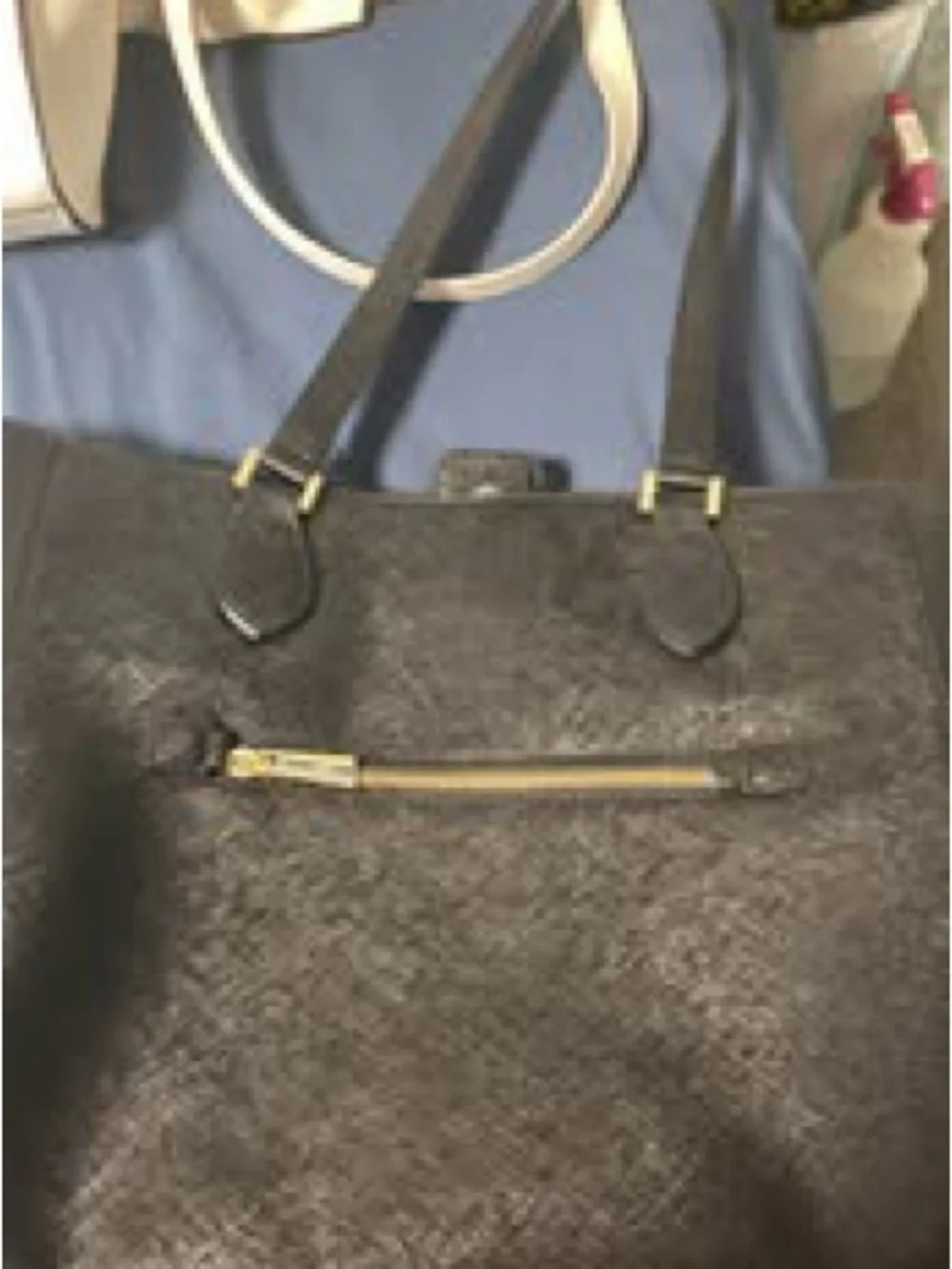 Black Women's Leather Tote Bag with Gold Hardware